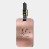 Gepersonaliseerde Custom Elegant Script Faux Roos Bagagelabel (Voorkant verticaal)