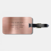 Gepersonaliseerde Custom Elegant Script Faux Roos Bagagelabel (Achterkant horizontaal)