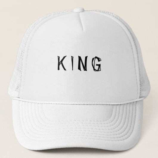 Gepersonaliseerde Custom King Tekst naam Wit Kleur Trucker Pet (Voorkant)