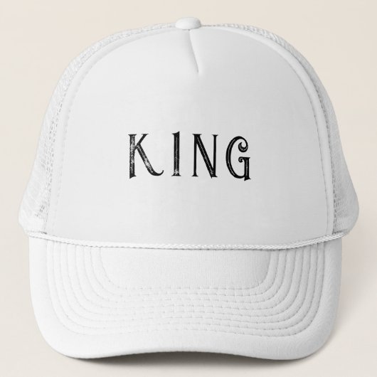 Gepersonaliseerde Custom King Tekst naam Wit Kleur Trucker Pet (Voorkant)