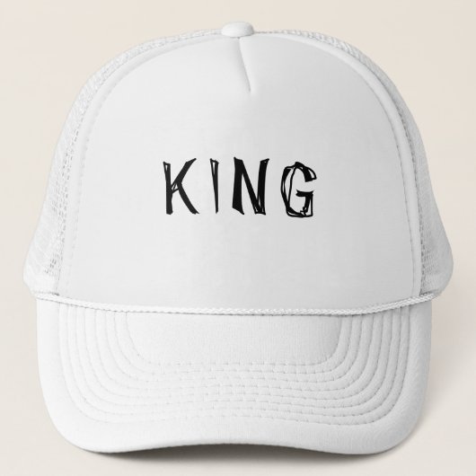 Gepersonaliseerde Custom King Tekst naam Wit Kleur Trucker Pet (Voorkant)
