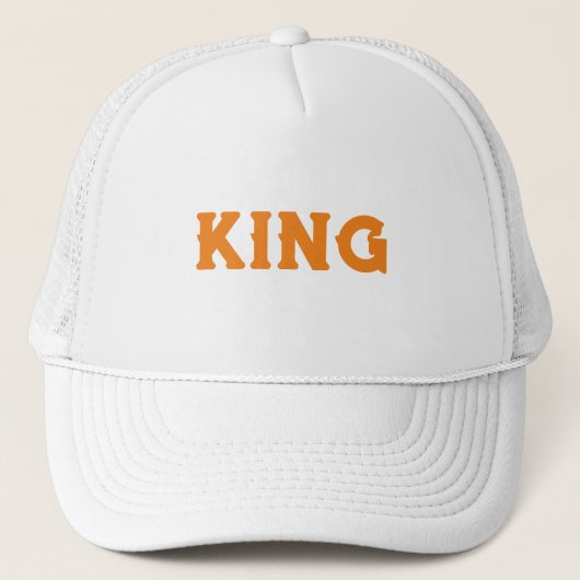 Gepersonaliseerde Custom King Tekst Wit en Wit Trucker Pet (Voorkant)