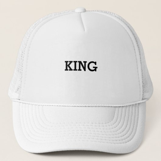 Gepersonaliseerde Custom King Tekst Witte Trucker Pet (Voorkant)