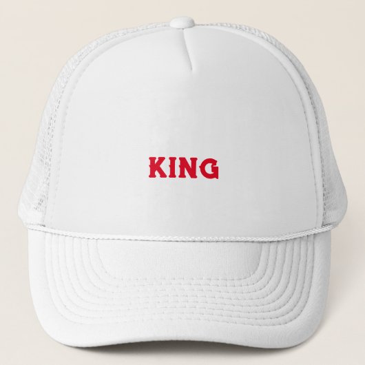 Gepersonaliseerde Custom King Tekst Witte Trucker  Pet (Voorkant)
