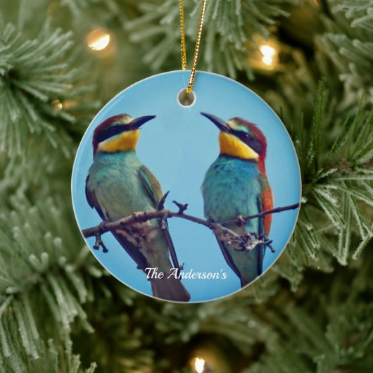 Gepersonaliseerde Custom Kleurrijke Vogels Foto Keramisch Ornament (Boom)