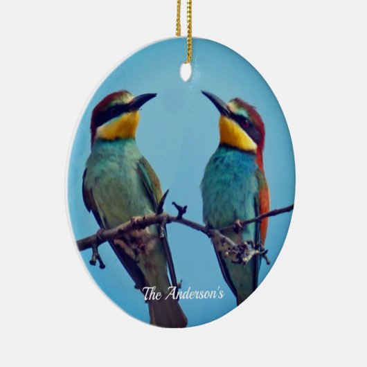 Gepersonaliseerde Custom Kleurrijke Vogels Foto Keramisch Ornament (Rechts)