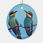 Gepersonaliseerde Custom Kleurrijke Vogels Foto Keramisch Ornament (Links)