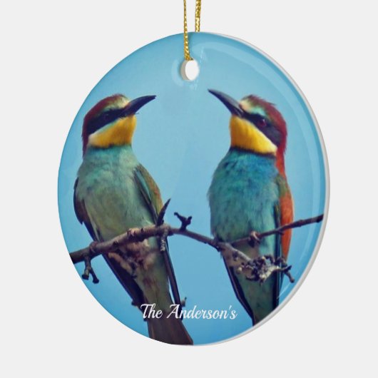 Gepersonaliseerde Custom Kleurrijke Vogels Foto Keramisch Ornament (Links)