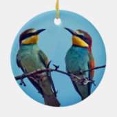 Gepersonaliseerde Custom Kleurrijke Vogels Foto Keramisch Ornament (Achterkant)