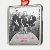 Gepersonaliseerde Custom Lace Bloemen FOTO Ornamen Metalen Ornament (Links)