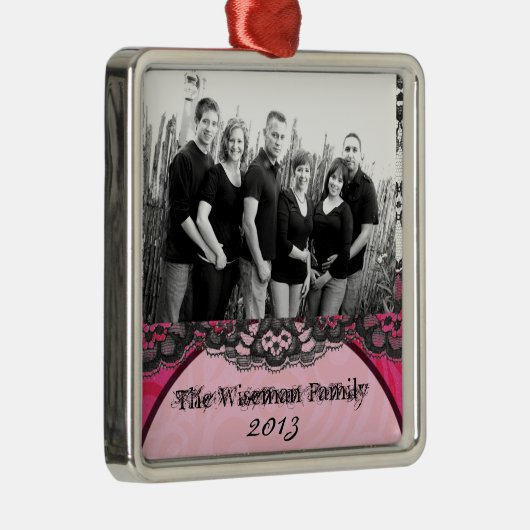 Gepersonaliseerde Custom Lace Zebra Prin FOTO Orna Metalen Ornament (Rechts)