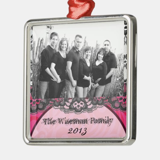 Gepersonaliseerde Custom Lace Zebra Prin FOTO Orna Metalen Ornament (Links)