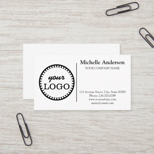 Gepersonaliseerde Custom logo modern minimalistisc Visitekaartje (Voorkant / Achterkant in situ)