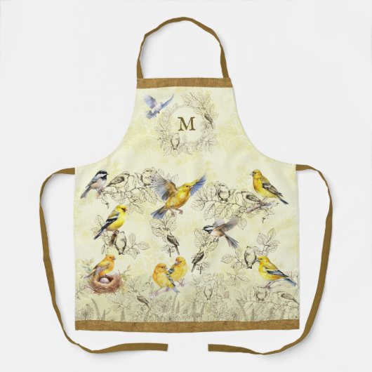 Gepersonaliseerde Custom Monogram Achtertuin Vogel Schort (Voorkant)