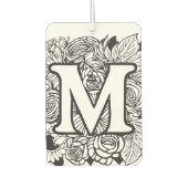 Gepersonaliseerde Custom Monogram Zwart-Wit Flora Luchtverfrisser (Voorkant)