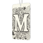 Gepersonaliseerde Custom Monogram Zwart-Wit Flora Luchtverfrisser (Links)