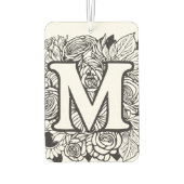Gepersonaliseerde Custom Monogram Zwart-Wit Flora Luchtverfrisser (Achterkant)
