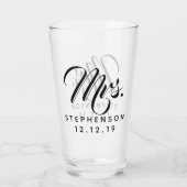 Gepersonaliseerde Custom Mrs. Mr. Couple Wedding Glas (Achterkant)