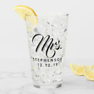 Gepersonaliseerde Custom Mrs. Mr. Couple Wedding Glas