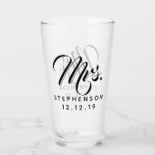 Gepersonaliseerde Custom Mrs. Mr. Couple Wedding Glas (Voorkant)
