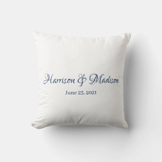 Gepersonaliseerde Custom navy paar Naam Datum Brui Kussen (Voorkant)