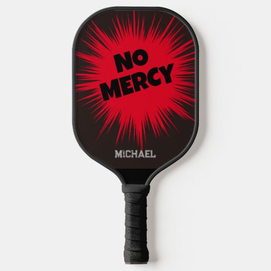 Gepersonaliseerde Custom No Mercy Rood & Zwart Pickleball Paddle (Voorkant)