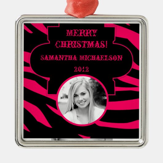 Gepersonaliseerde Custom Ornament Hot Pink Black Z (Voorkant)