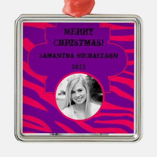 Gepersonaliseerde Custom Ornament Hot Pink Paarse  (Voorkant)