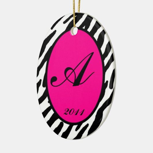 Gepersonaliseerde Custom Ornament Hot Pink Zebra P (Links)