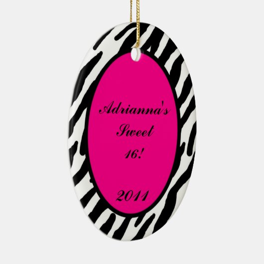 Gepersonaliseerde Custom Ornament Hot Pink Zebra P (Rechts)