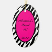 Gepersonaliseerde Custom Ornament Hot Pink Zebra P (Links)