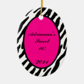 Gepersonaliseerde Custom Ornament Hot Pink Zebra P (Voorkant)