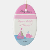 Gepersonaliseerde Custom Ornament Roze Zeilboot Wa (Rechts)
