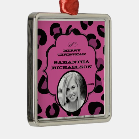 Gepersonaliseerde Custom Ornament Roze Zwarte Luip (Rechts)