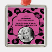 Gepersonaliseerde Custom Ornament Roze Zwarte Luip (Voorkant)