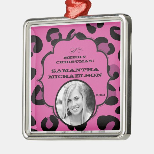 Gepersonaliseerde Custom Ornament Roze Zwarte Luip (Links)