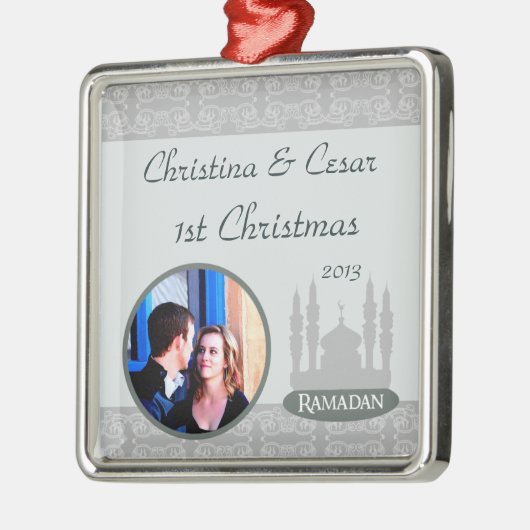 Gepersonaliseerde Custom Ornament Soft Blue Islami (Links)