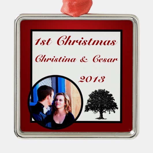 Gepersonaliseerde Custom Ornament White Tree Rood  (Voorkant)
