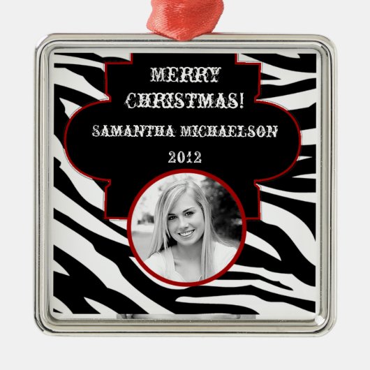 Gepersonaliseerde Custom Ornament Zwart-wit Zebra (Voorkant)