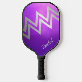 Gepersonaliseerde Custom Paarse & Silver Pickleball Paddle