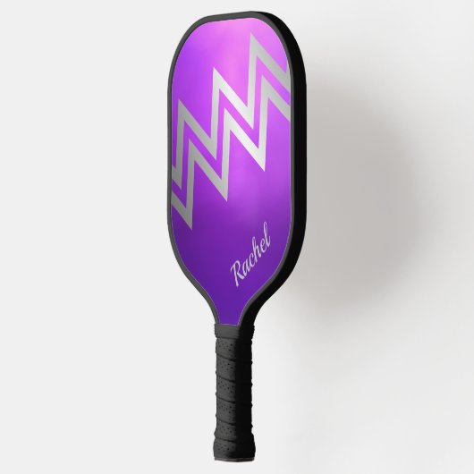 Gepersonaliseerde Custom Paarse & Silver Pickleball Paddle (Links)
