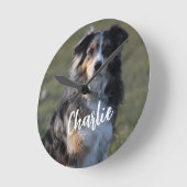 Gepersonaliseerde Custom Pet Dog Photo Gift Ronde Klok (Hoek)