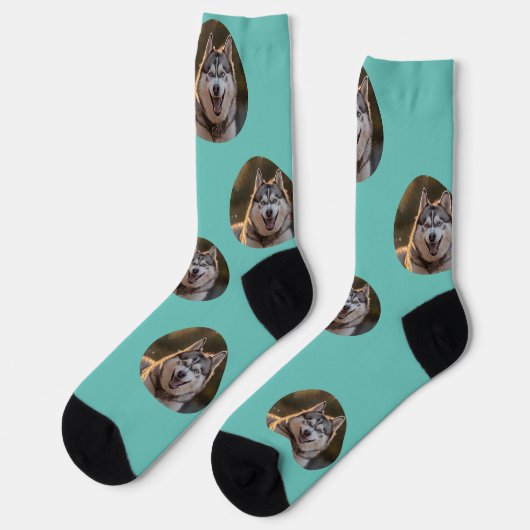 Gepersonaliseerde Custom Photo Blob - Husky Dog Fa Sokken (Links)