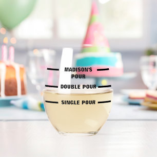 Gepersonaliseerde Custom Pour Line Grappig Wijnglas Zonder Voet