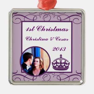Gepersonaliseerde Custom Royal Paarse kroon/wervel Metalen Ornament