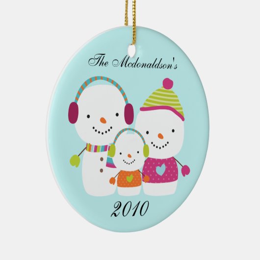 Gepersonaliseerde Custom Snowman Family Ornament (Rechts)
