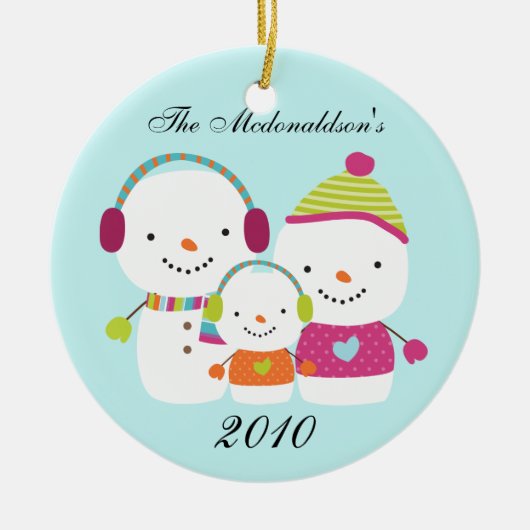 Gepersonaliseerde Custom Snowman Family Ornament (Voorkant)