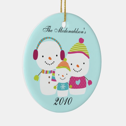Gepersonaliseerde Custom Snowman Family Ornament (Rechts)