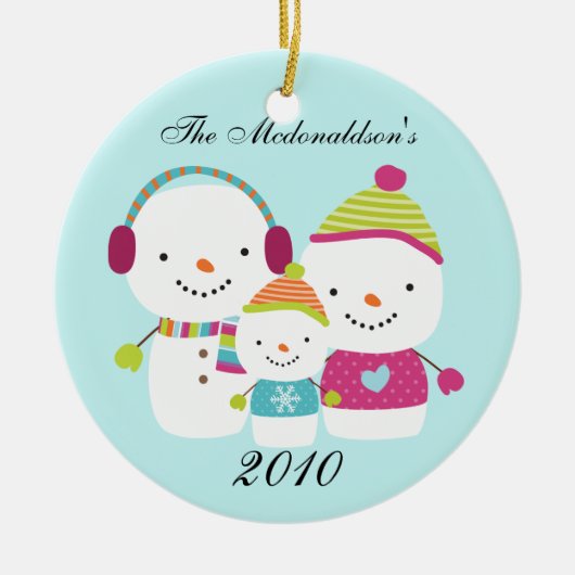 Gepersonaliseerde Custom Snowman Family Ornament (Voorkant)