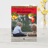 Gepersonaliseerde Custom Upload Foto Kerst Kaarten (Gele Bloem)
